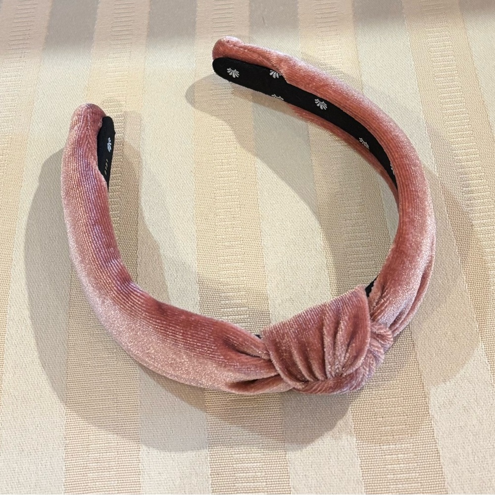 Lele Sadoughi Velvet Pink Knotted Headband